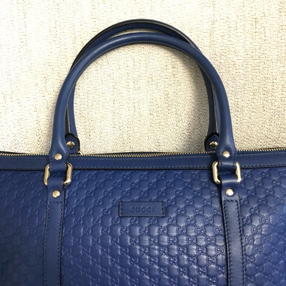 Authentic Gucci 2way tote bag blue leather - Picture 4 of 16